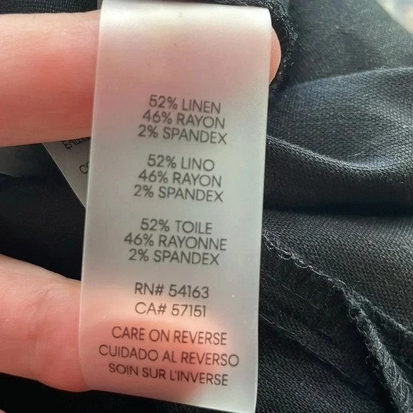 Calvin Klein Black Linen Blend Crop Wide leg Pants Size M Stretch waist Tie NWT - Picture 11 of 12